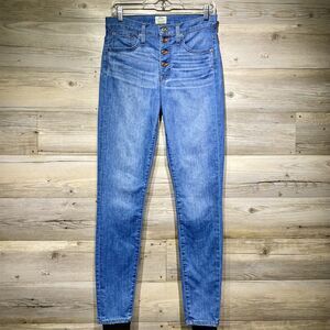 J Crew Jeans Size 28 Tall W28 L30.5 9” High Rise Toothpick Skinny Ankle Blue